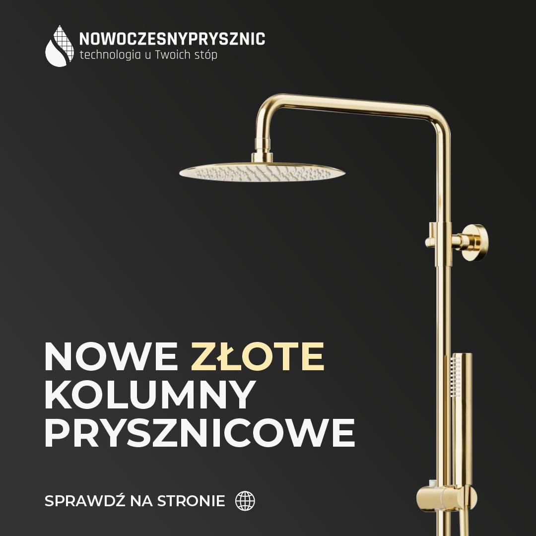 Shower head in bright gold color with polished surface finish